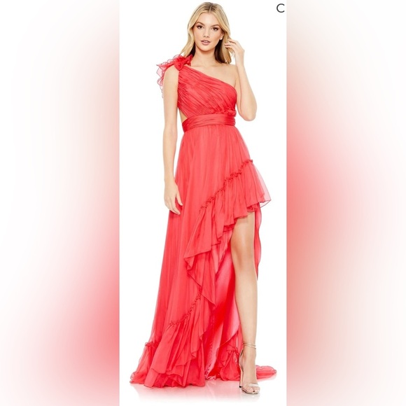 Mac Duggal 67989 NWT Ruffled One Shoulder Asymmetrical Gown - Picture 1 of 6